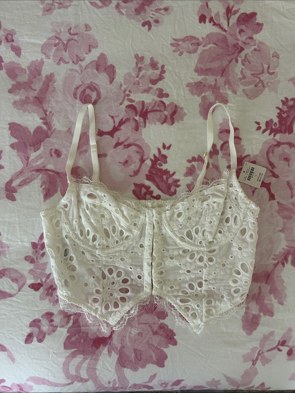 Anthropologie White Eyelet Lace Corset Bralette